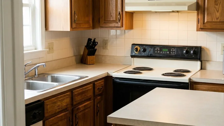 Kitchen counters after cleaning