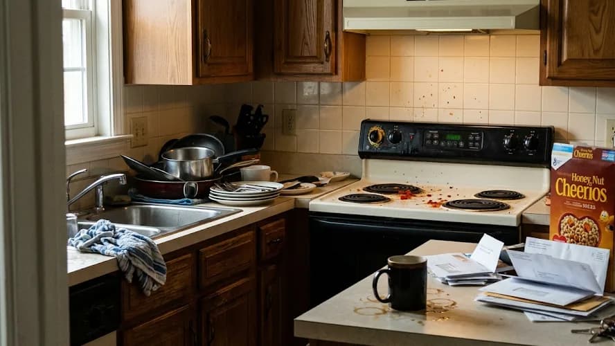 Kitchen counters before cleaning